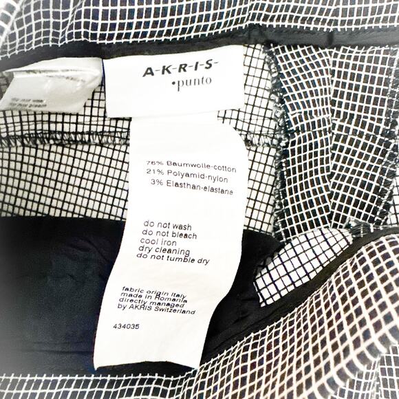 Akris Punto Blurred Glencheck Plaid Cotton Stretch Straight-Leg Pants Size 6 - Picture 7 of 8